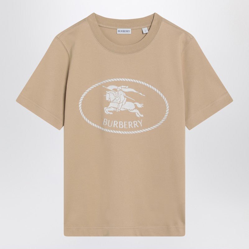 Burberry Light Beige T-Shirt With Equestrian Knight Design Women - EZE Fashion®