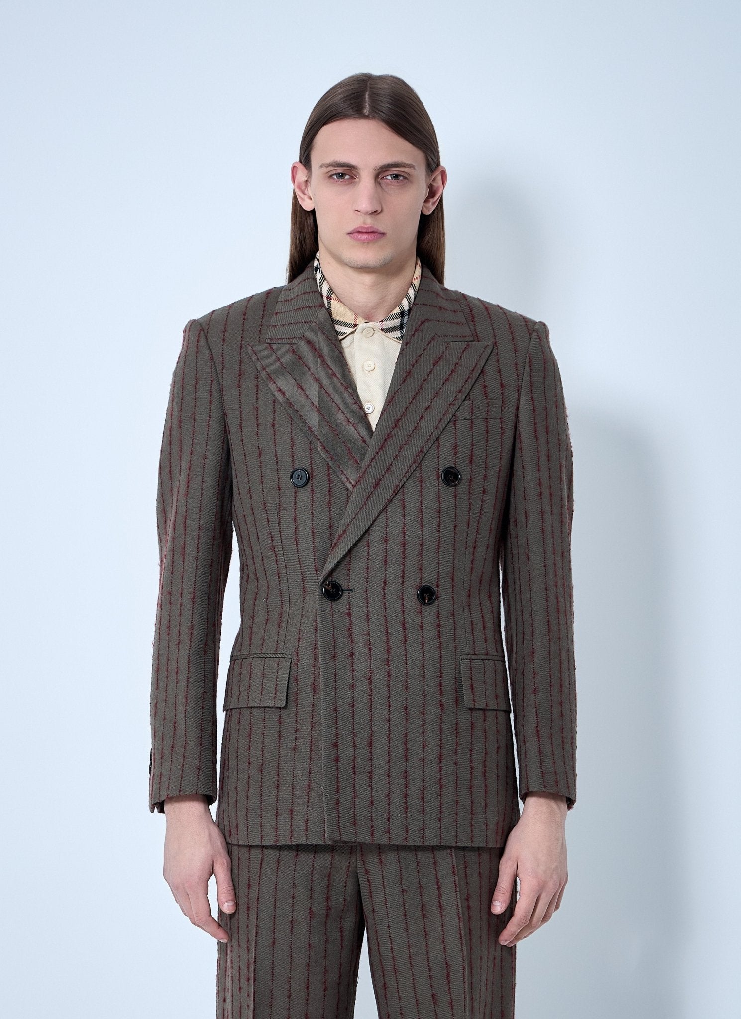 Burberry Men Striped Wool Tailored Blazer - EZE Fashion®