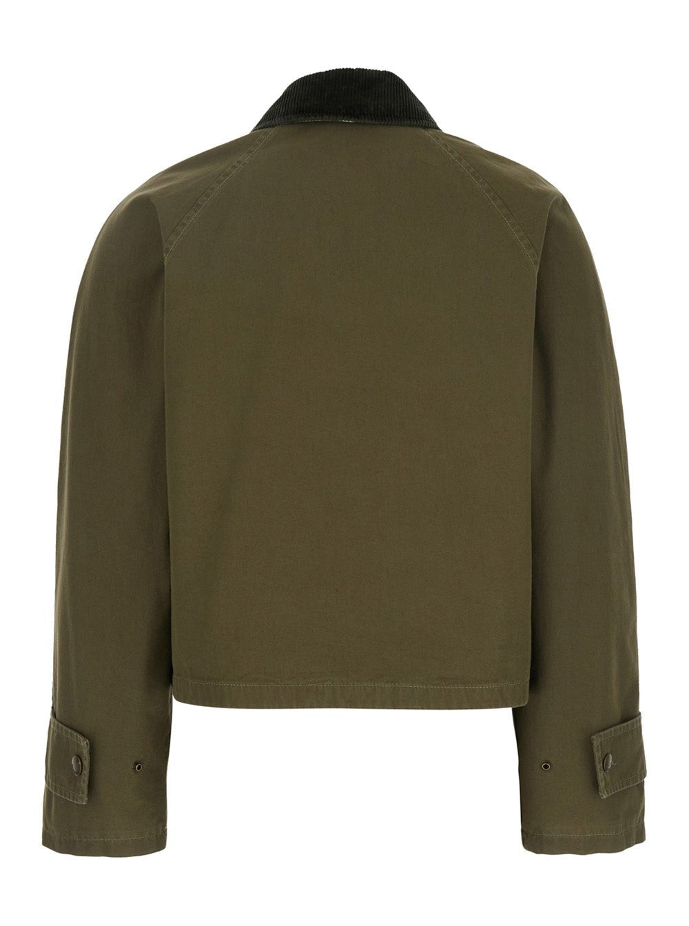 Burberry Women Green Cropped Jacket With Corduroy Collar In Cotton Woman - EZE Fashion®