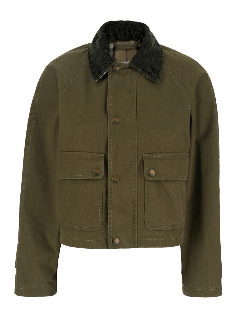Burberry Women Green Cropped Jacket With Corduroy Collar In Cotton Woman - EZE Fashion®