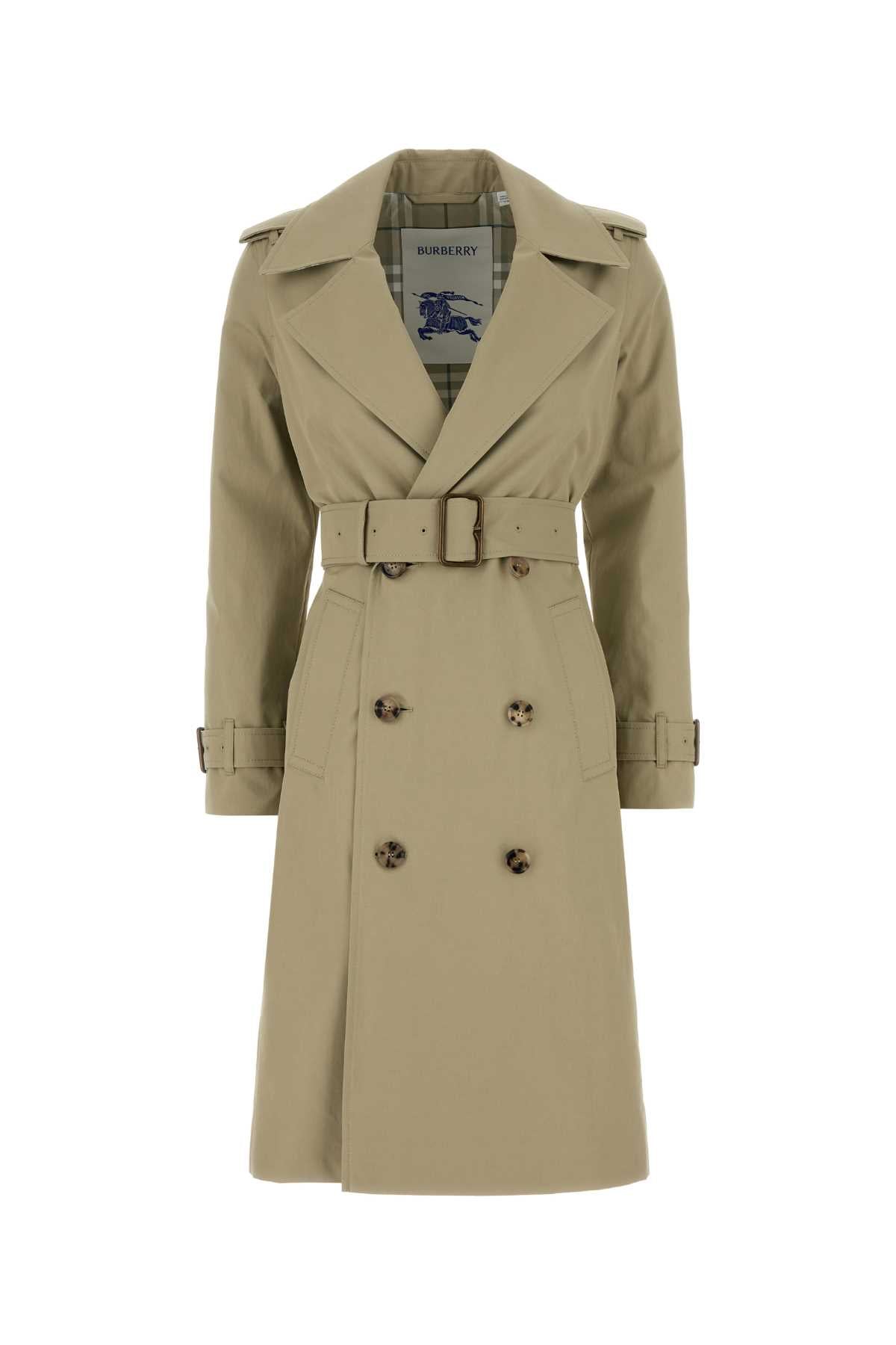 Burberry Women Sage Green Gabardine Trench Coat - EZE Fashion®