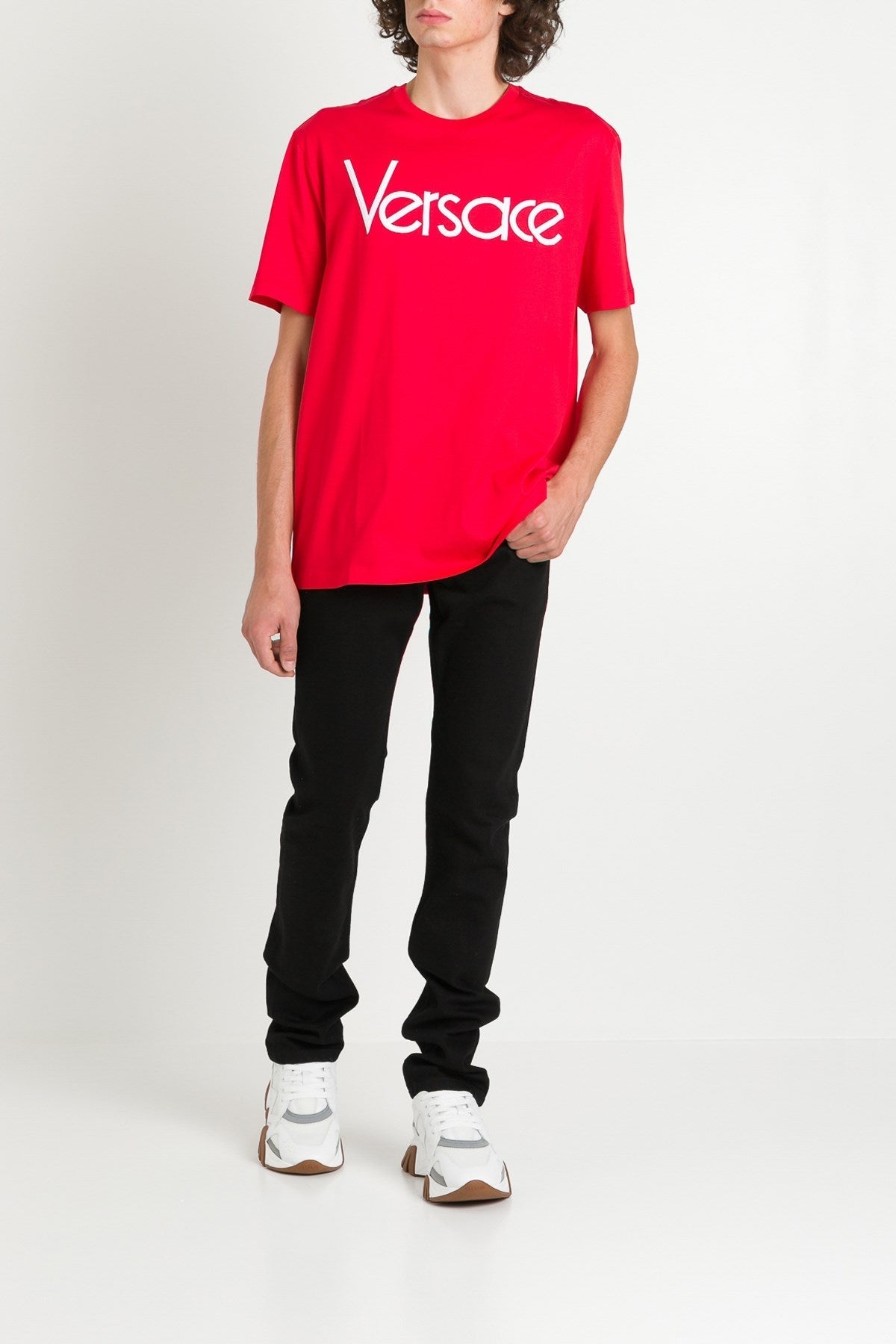 Versace Men Embroidered Logo Tee