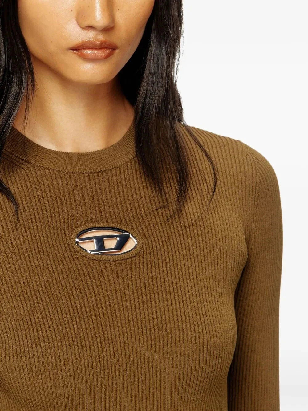 Diesel Women `M-Valari` Rib-Knit Viscose-Blend Top With `Oval D`