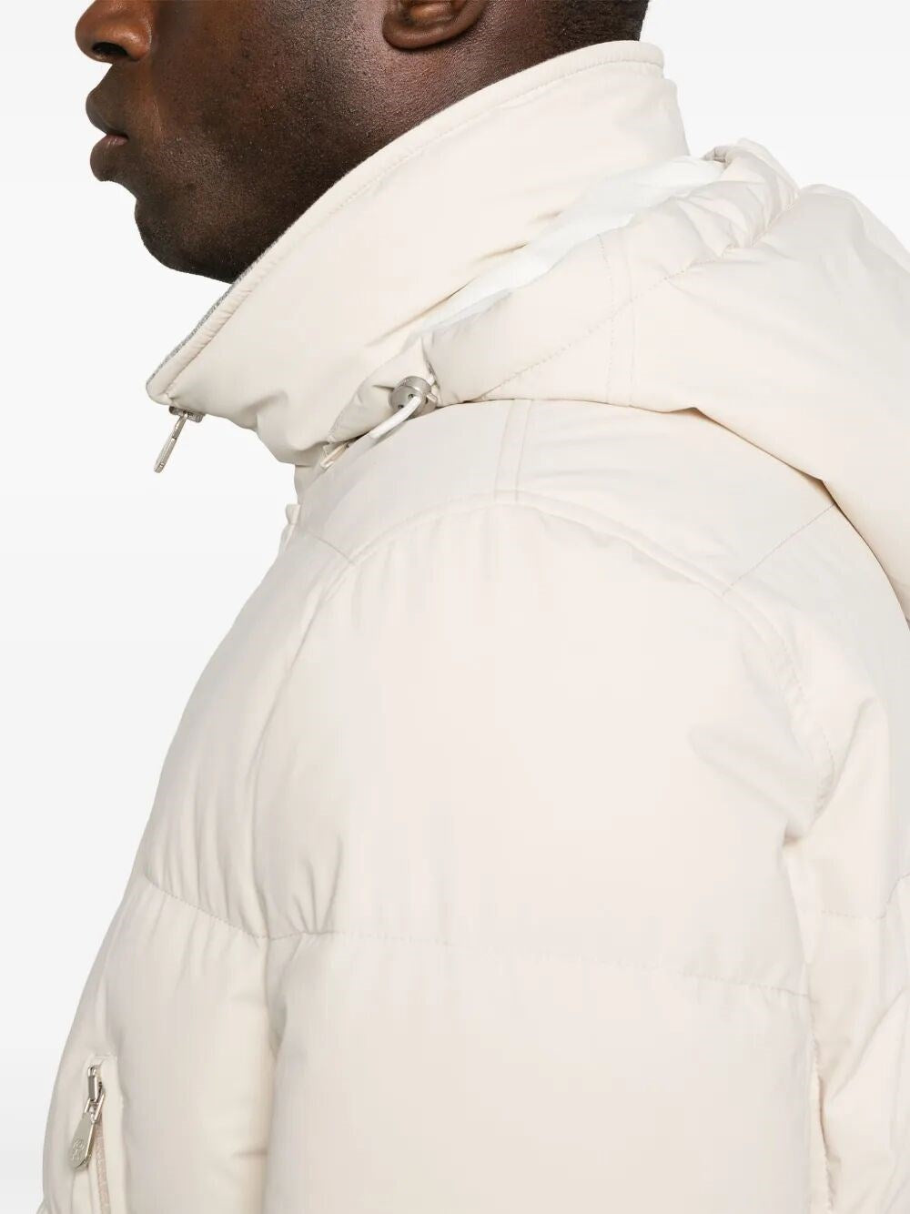 Brunello Cucinelli Men Padded Jacket With Detachable Hood