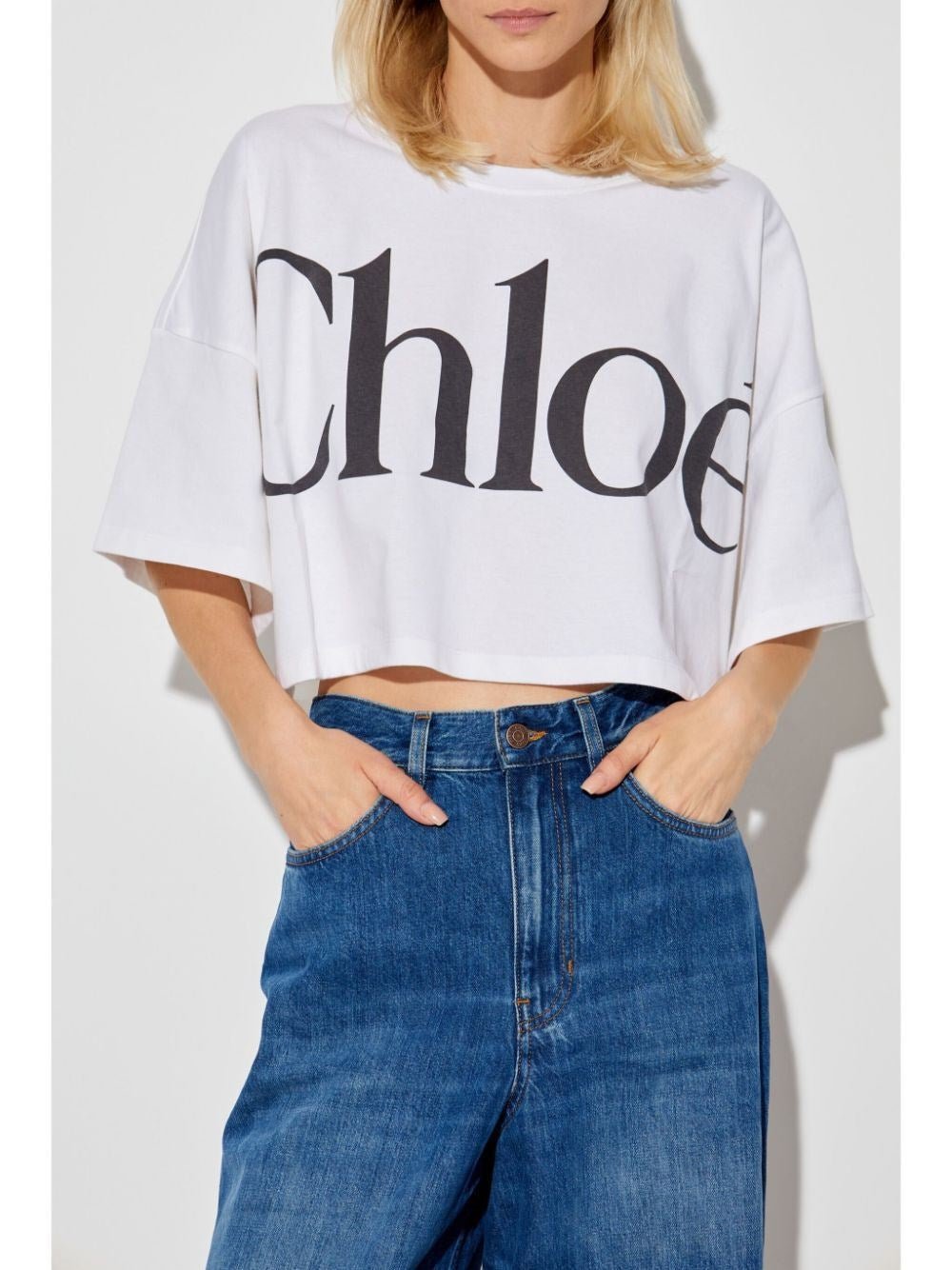 Chloe Women Cropped Boxy Logo T-Shirt - EZE Fashion®