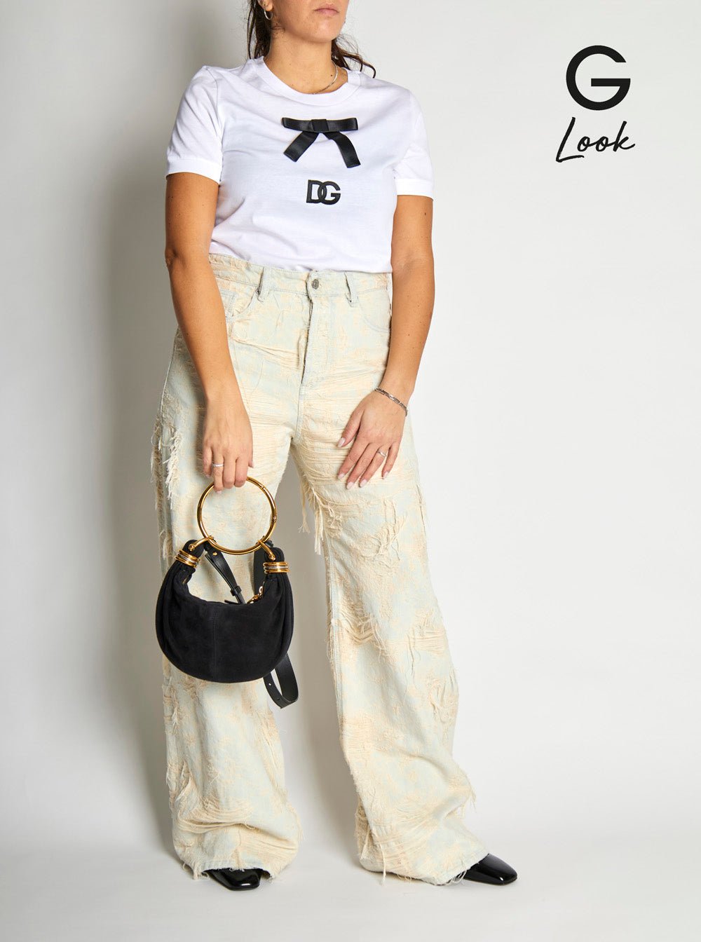 Chloé Women 'Small Bracelet' Black Handbag With Ring Handle And Lettering Logo In Suede Woman - EZE Fashion®