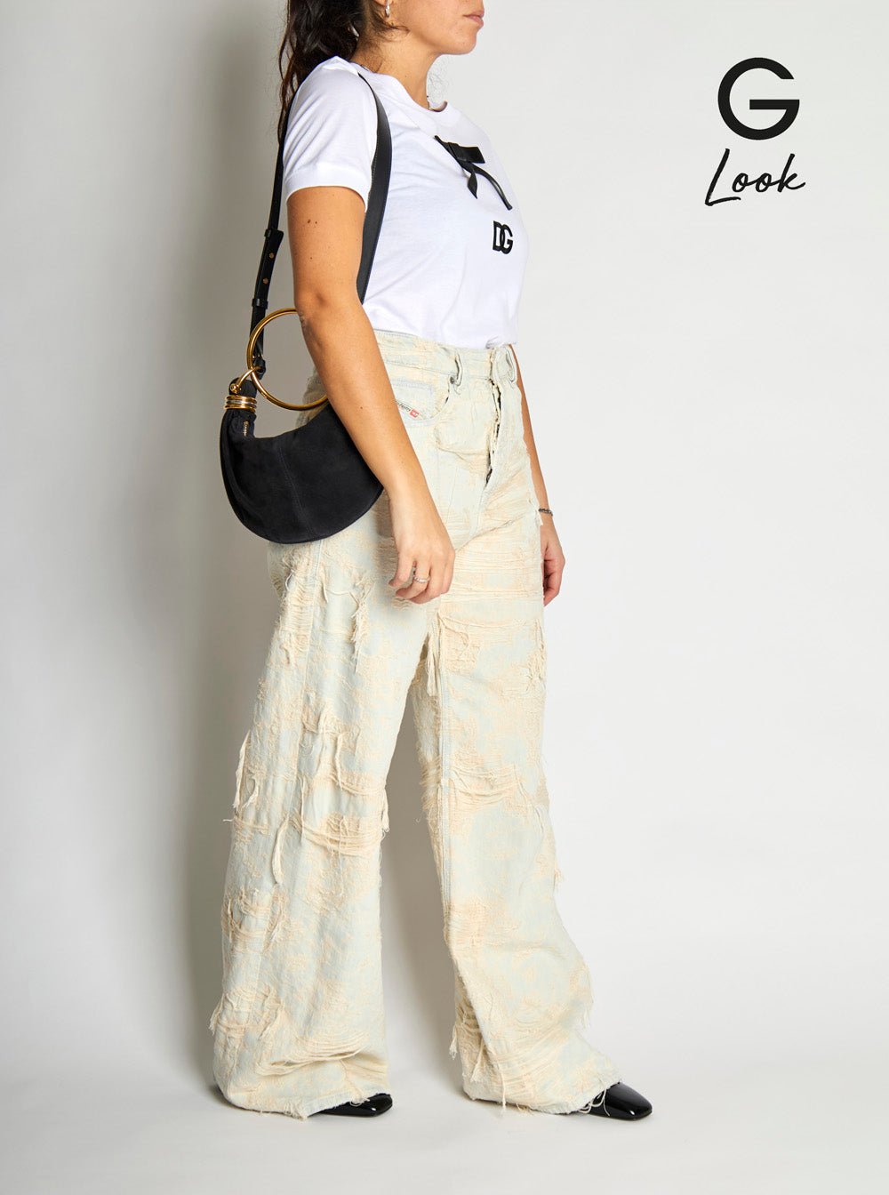 Chloé Women 'Small Bracelet' Black Handbag With Ring Handle And Lettering Logo In Suede Woman - EZE Fashion®