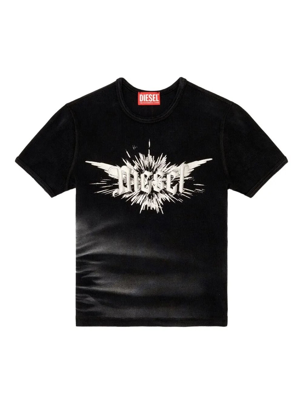 Diesel Women `T-Ele-Long-P2` T-Shirt With `Winged Diesel Foil` Print