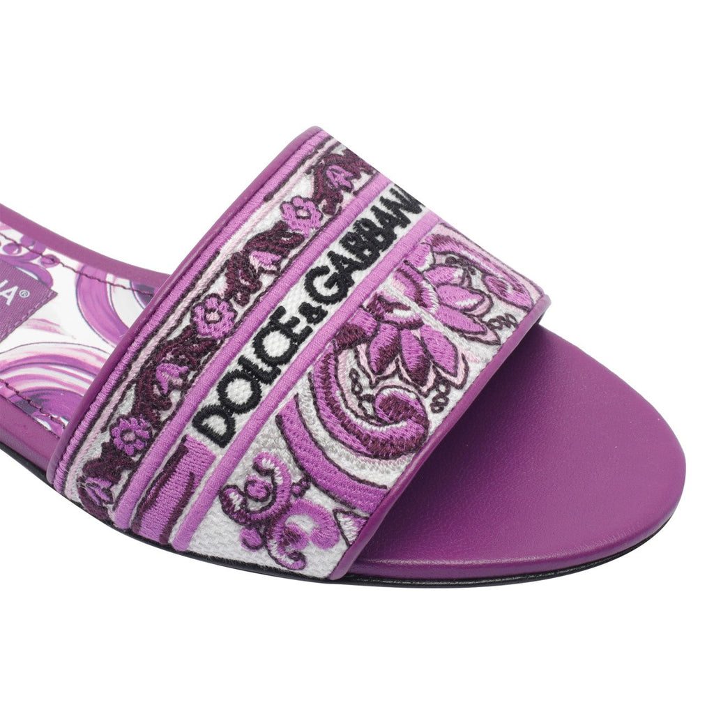 Dolce&Gabbana Women Dg Logo Slides With Maiolica Embroidery