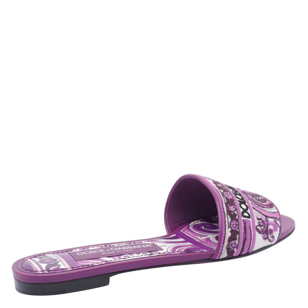 Dolce&Gabbana Women Dg Logo Slides With Maiolica Embroidery