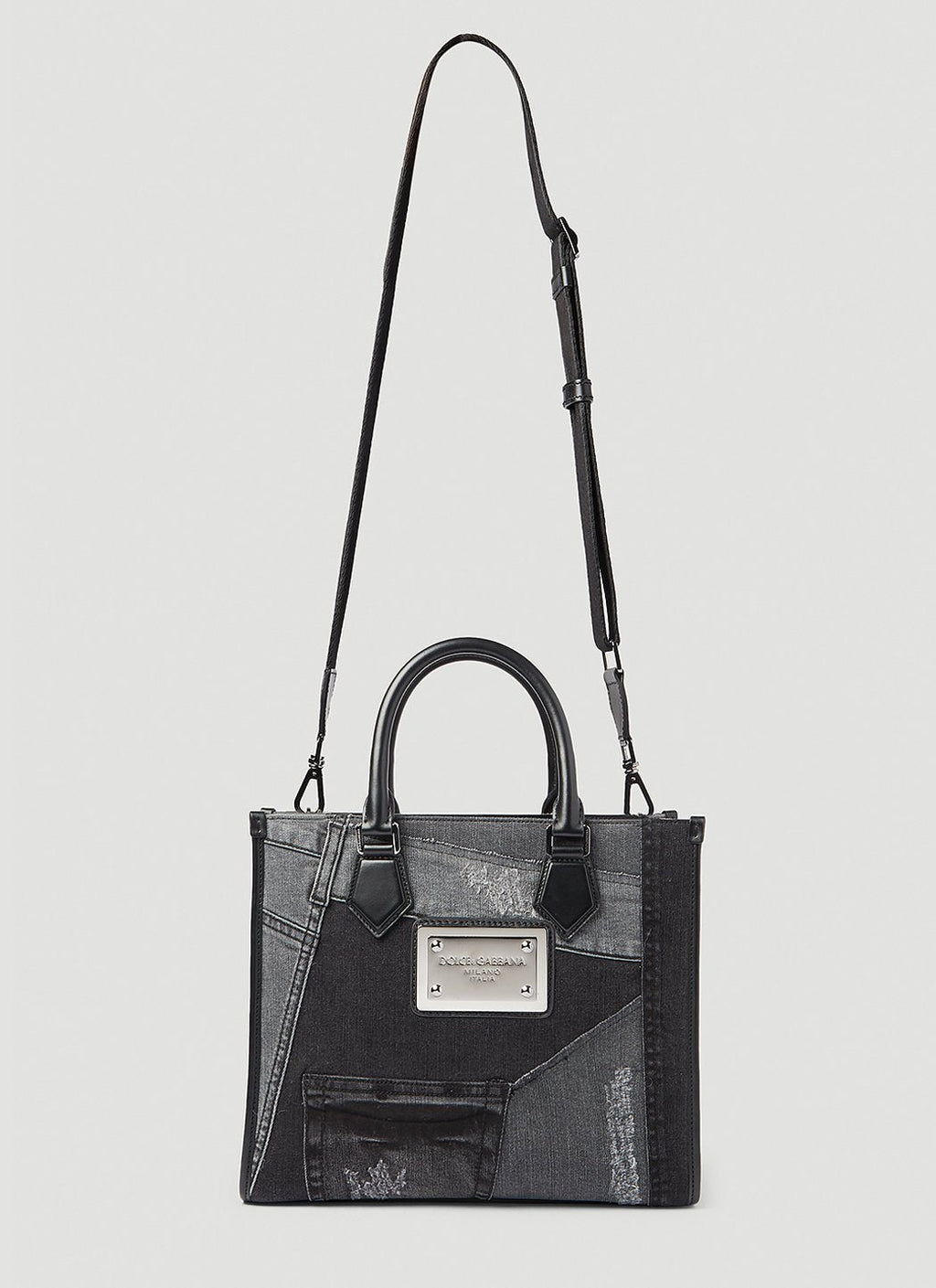 Dolce & Gabbana Men Small Patchwork Denim Tote Bag