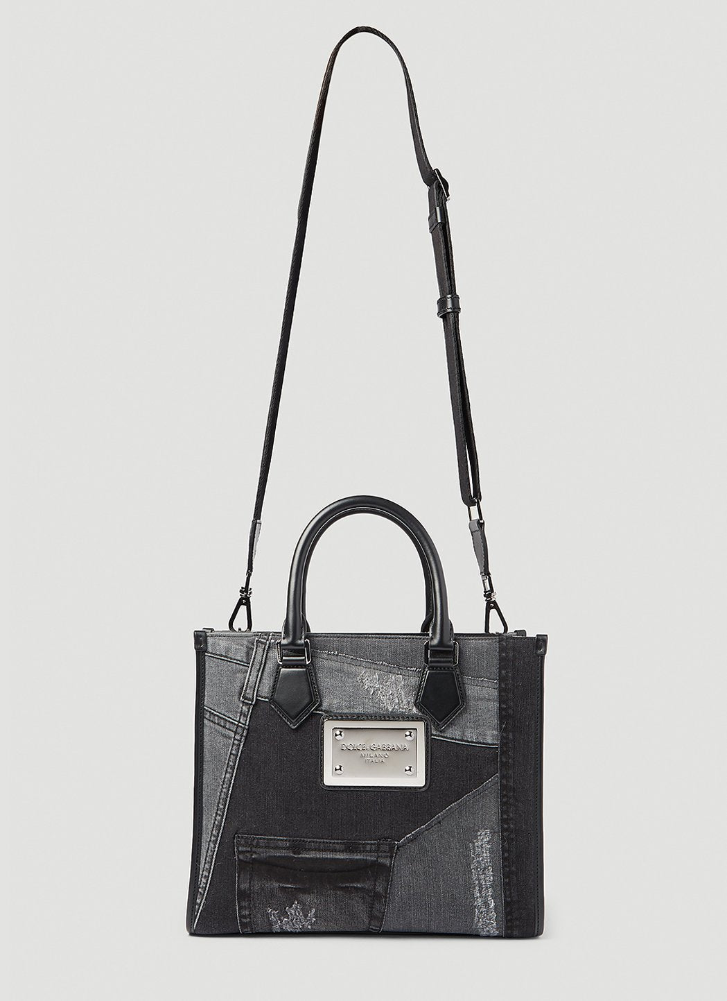 Dolce & Gabbana Men Small Patchwork Denim Tote Bag