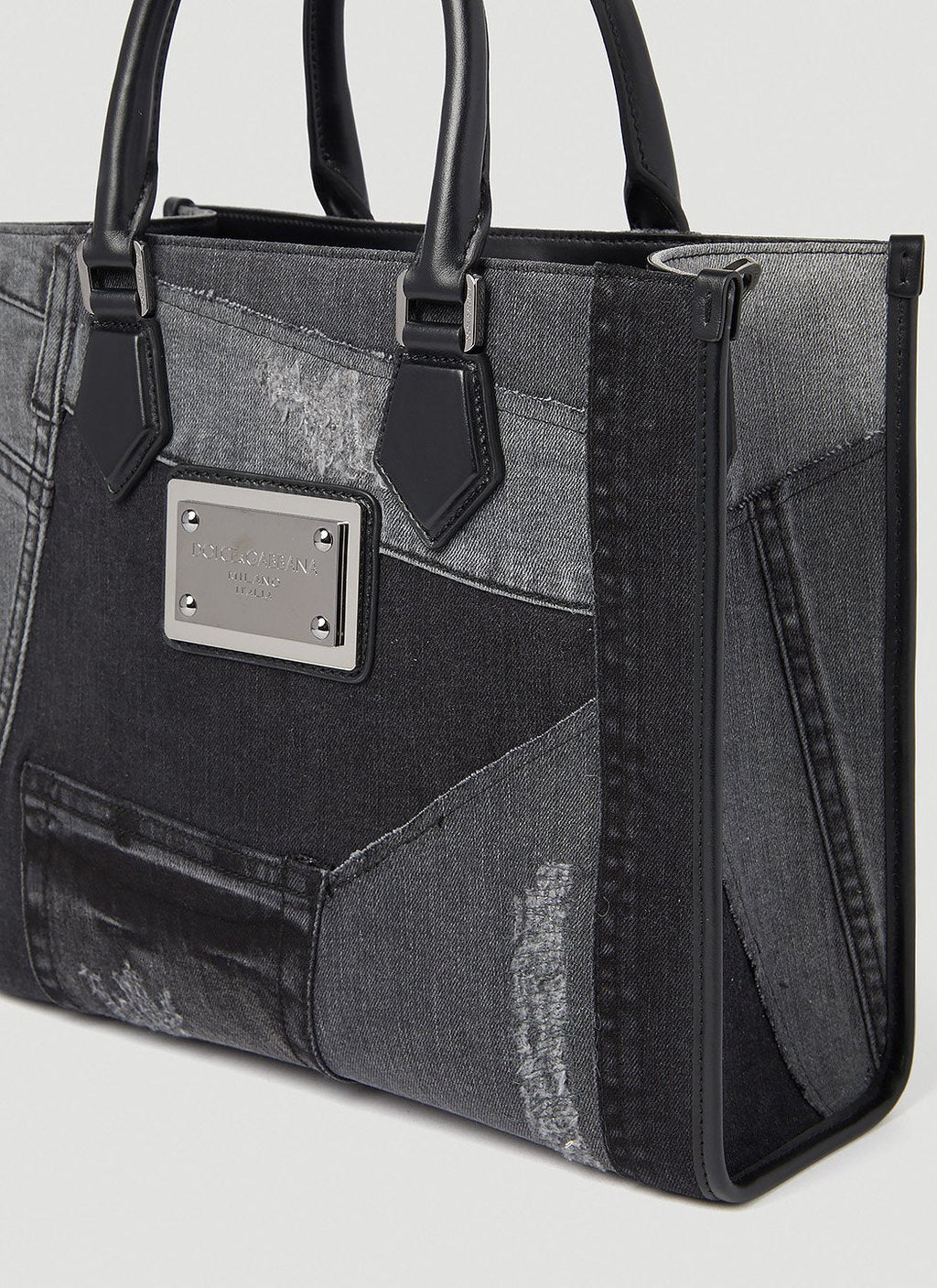 Dolce & Gabbana Men Small Patchwork Denim Tote Bag