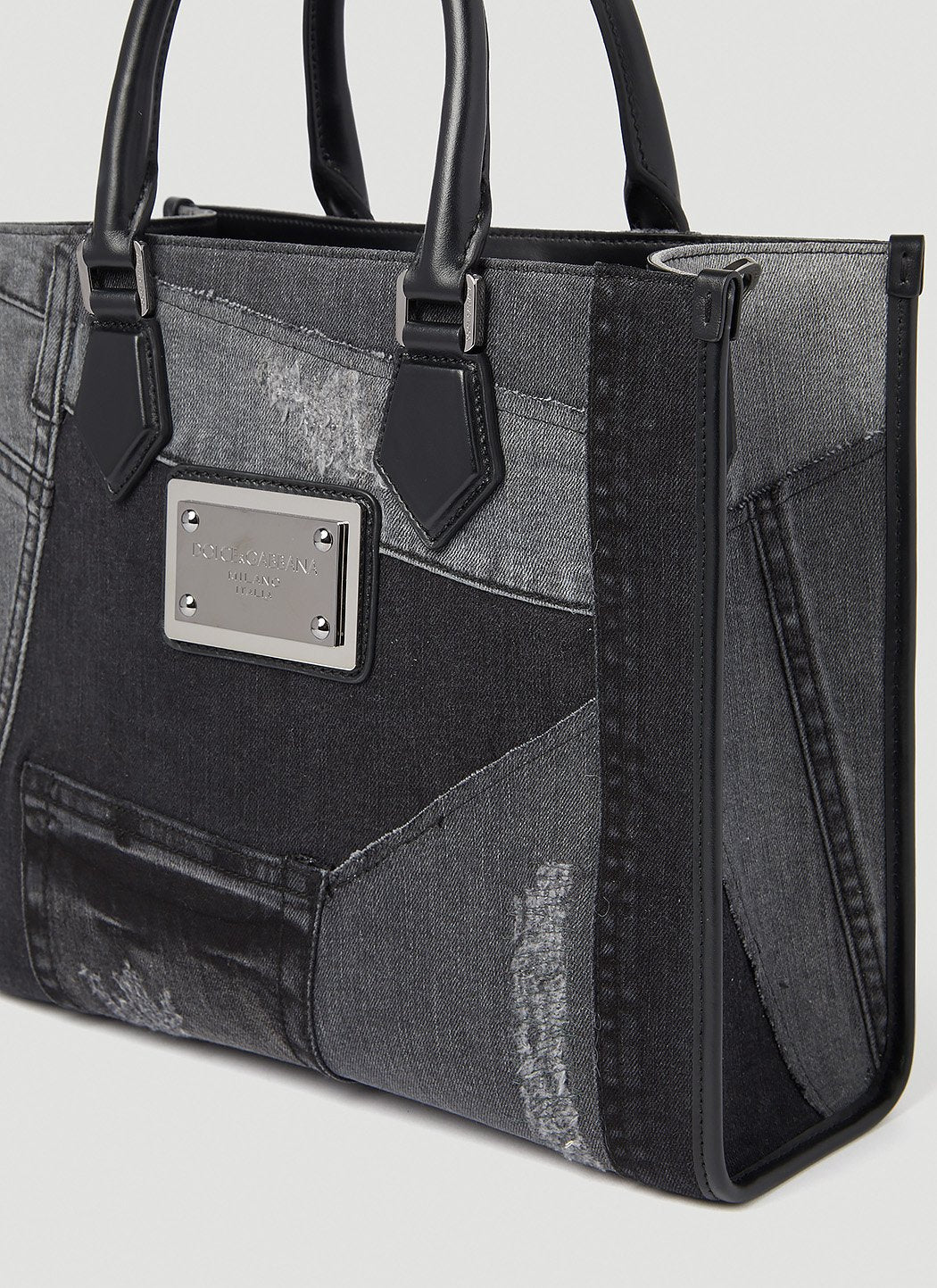 Dolce & Gabbana Men Small Patchwork Denim Tote Bag