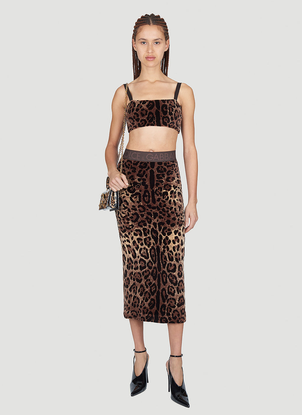Dolce & Gabbana Women Leopard Print Midi Skirt