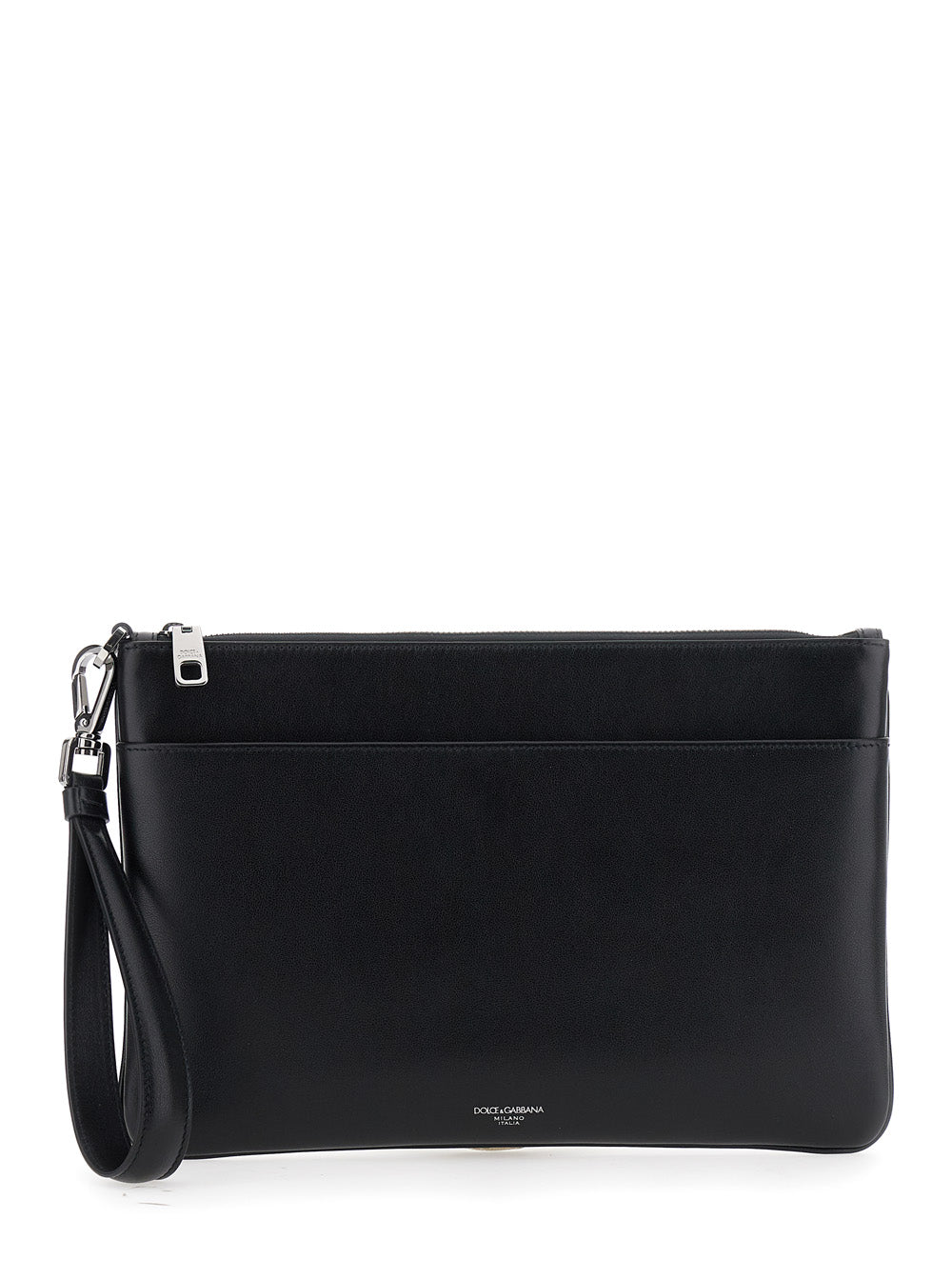 Dolce & Gabbana Men Black Clutch With Removable Wrist Strap And Logo Lettering On The Front In Leather Man - EZE Fashion®