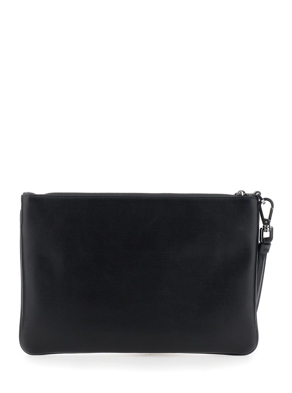 Dolce & Gabbana Men Black Clutch With Removable Wrist Strap And Logo Lettering On The Front In Leather Man - EZE Fashion®