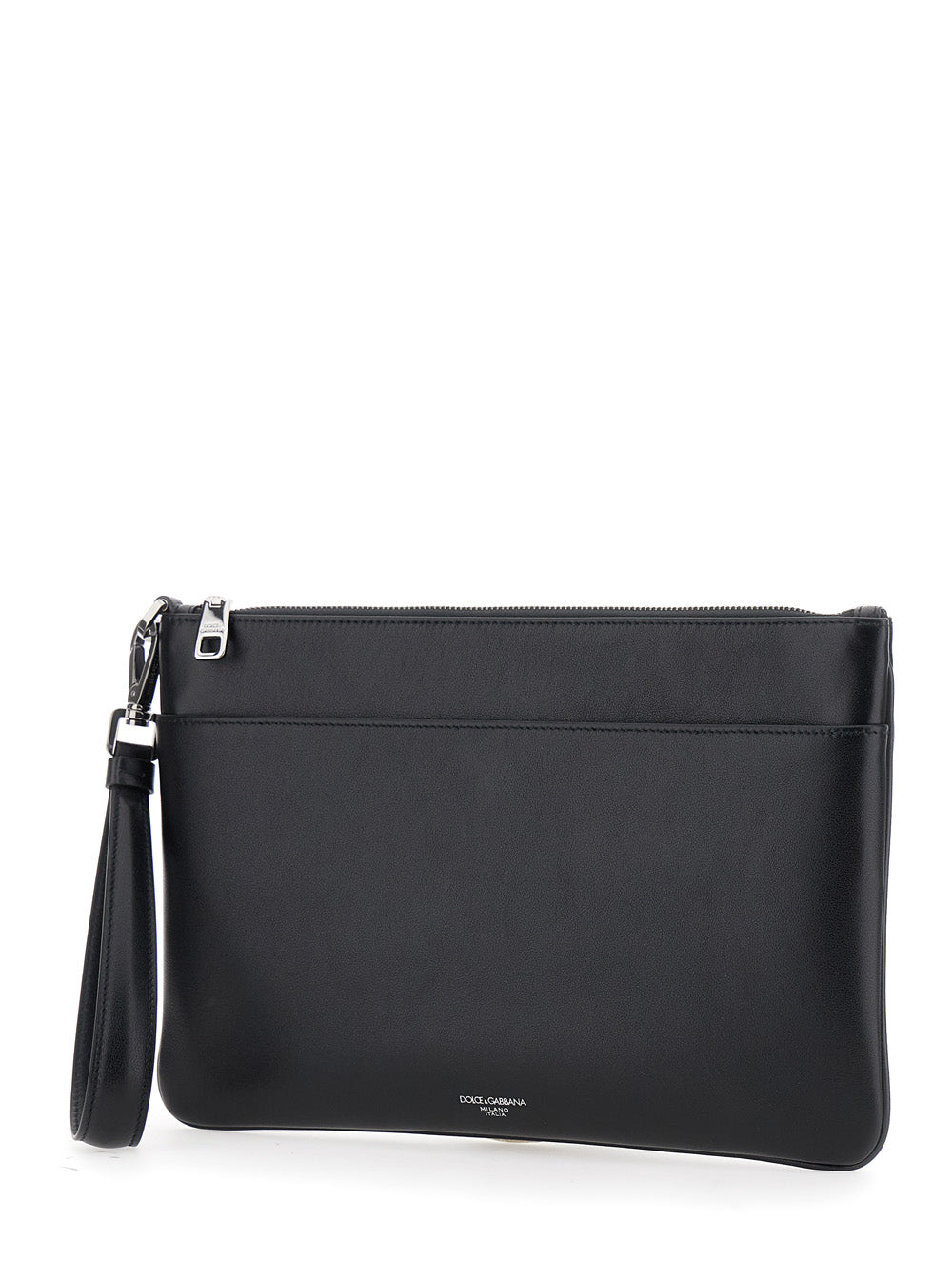 Dolce & Gabbana Men Black Clutch With Removable Wrist Strap And Logo Lettering On The Front In Leather Man - EZE Fashion®