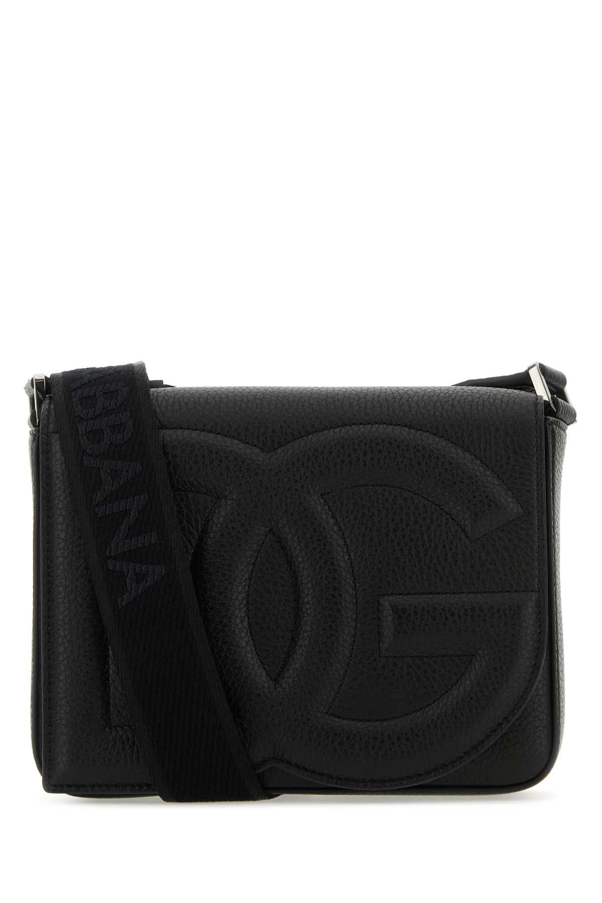 Dolce & Gabbana Men Black Leather Medium Dg Logo Crossbody Bag - EZE Fashion®
