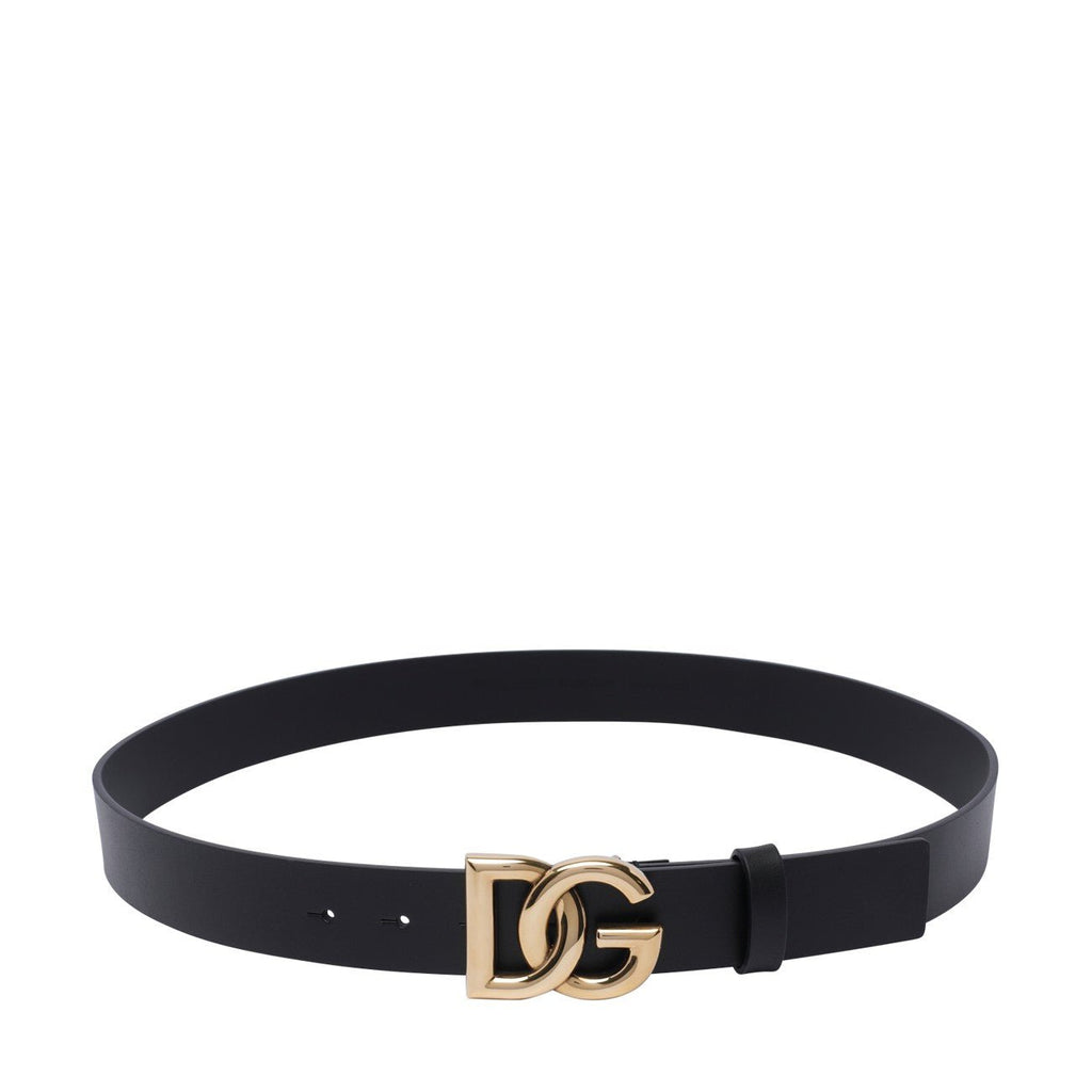 Dolce&Gabbana Men Lux Leather Belt With Crossed Dg Logo Buckle - EZE Fashion®