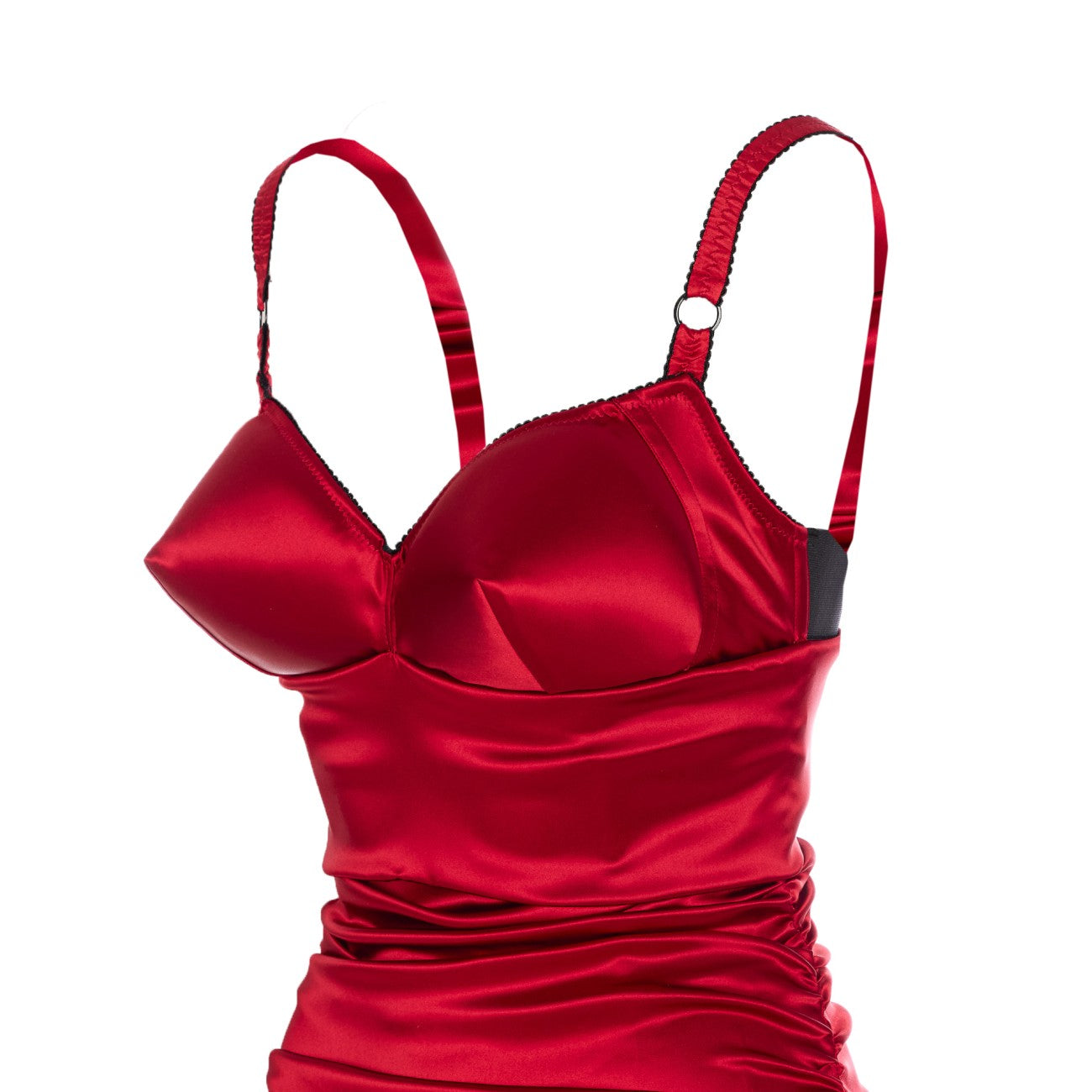 Dolce&Gabbana Women Draped Satin Calf-Length Dress With Conical Cups