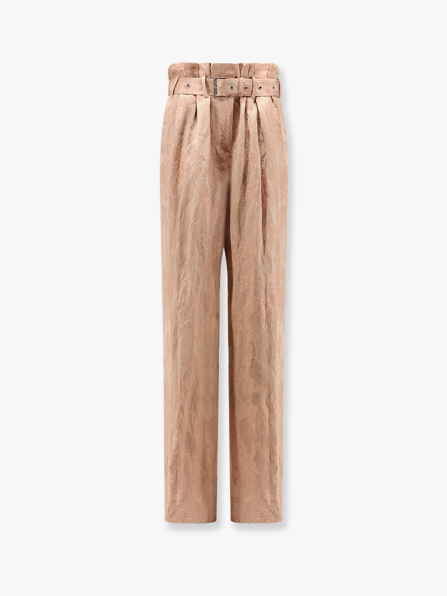 Dries Van Noten Women Damasked Linen And Viscose Trouser With Belt - EZE Fashion®