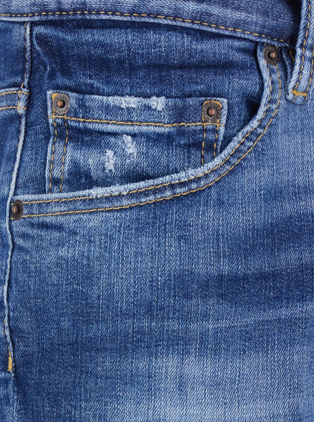 Dsquared2 Men Blue Jeans With Ripped Details And Logo Patch On The Rear In Denim Man - EZE Fashion®