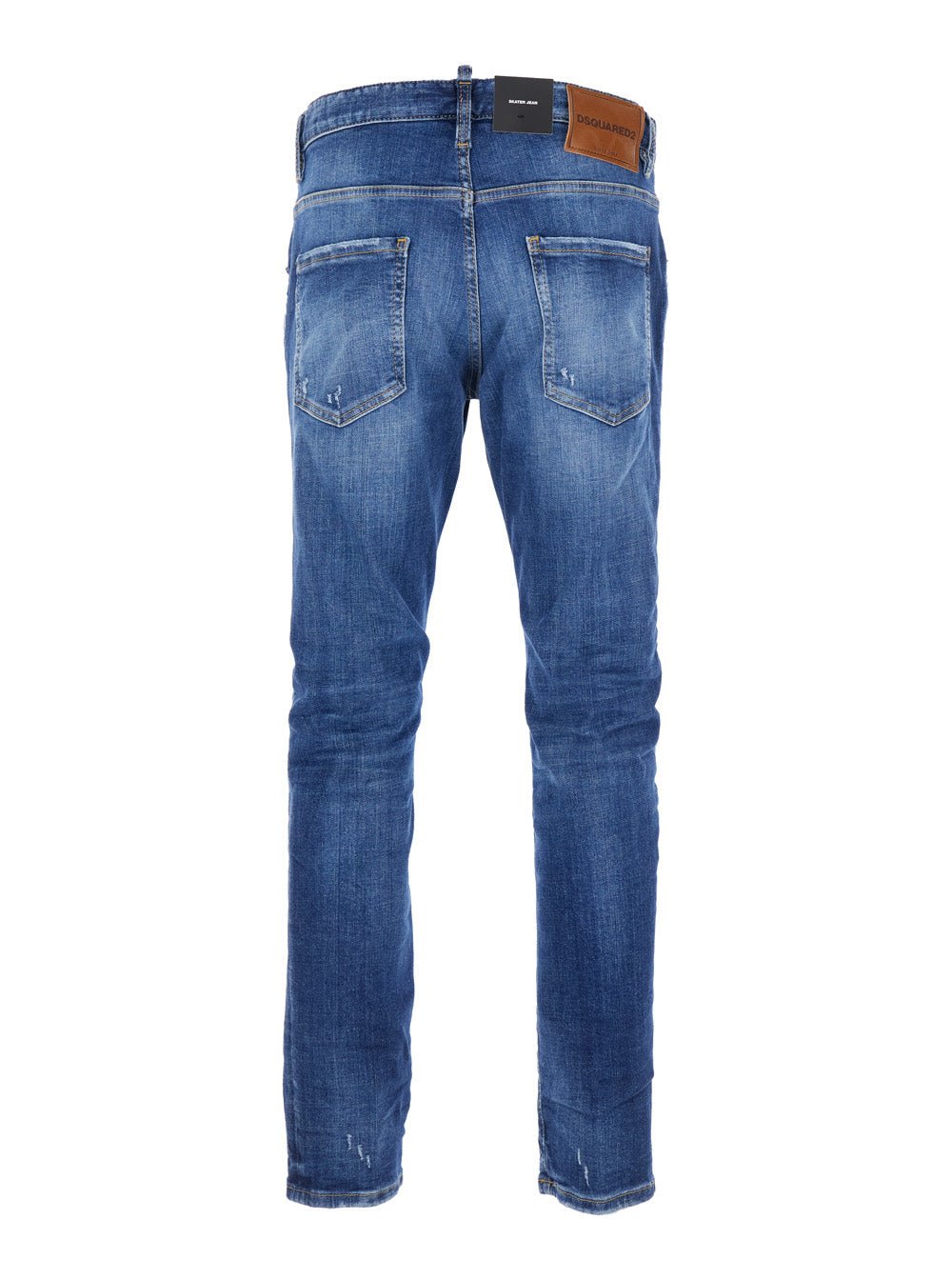 Dsquared2 Men Blue Jeans With Ripped Details And Logo Patch On The Rear In Denim Man - EZE Fashion®