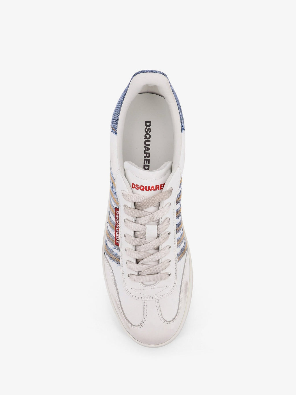 Dsquared2 Men Low - Top Leather Sneakers With Denim Profiles - EZE Fashion®