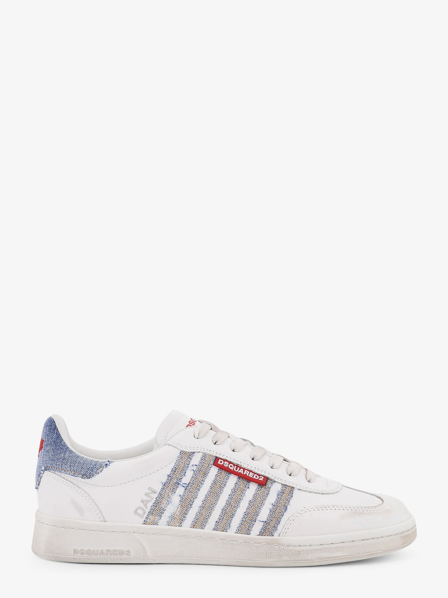 Dsquared2 Men Low - Top Leather Sneakers With Denim Profiles - EZE Fashion®