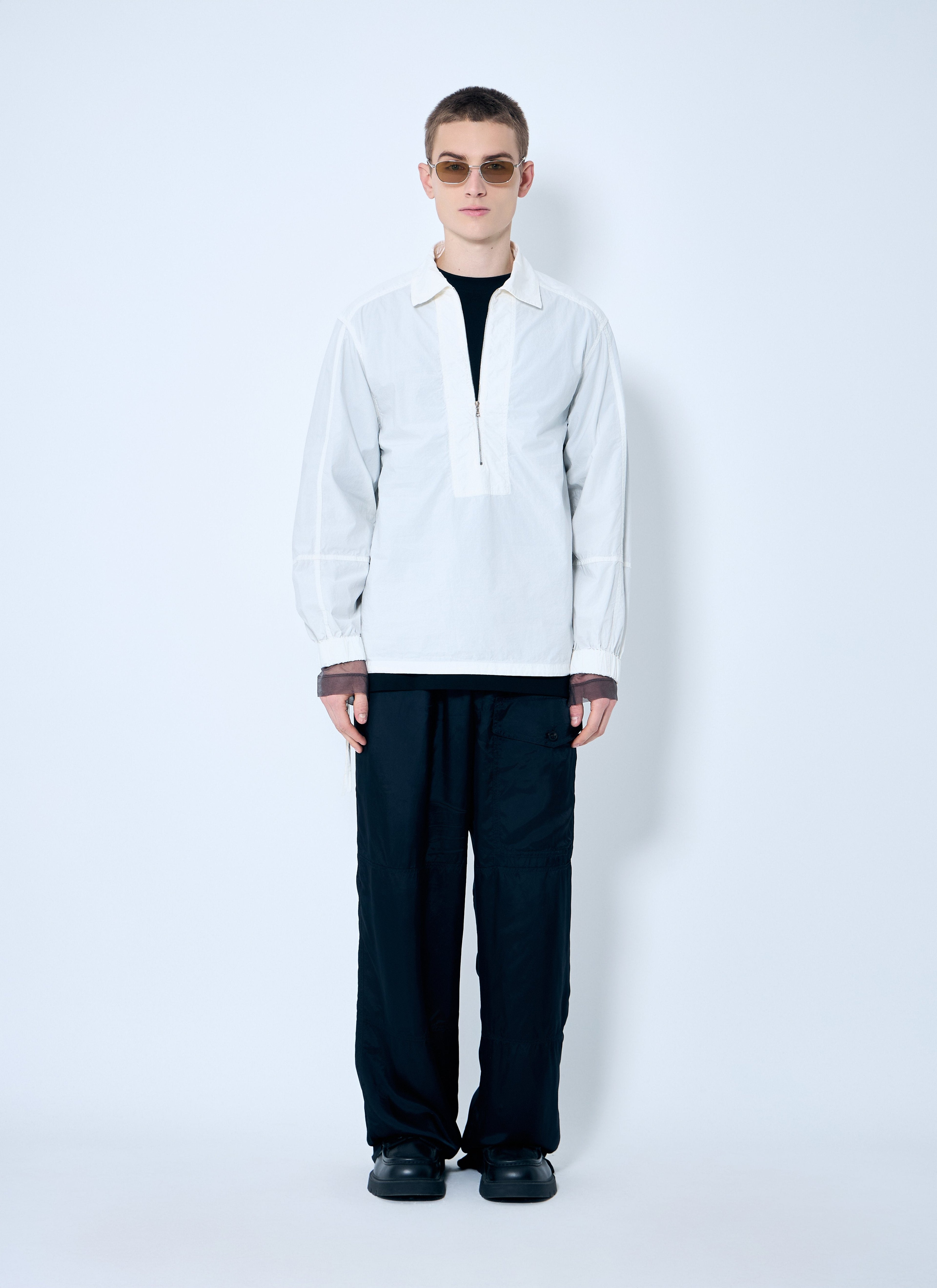 Dries Van Noten Men Cotton Zip-Up Shirt