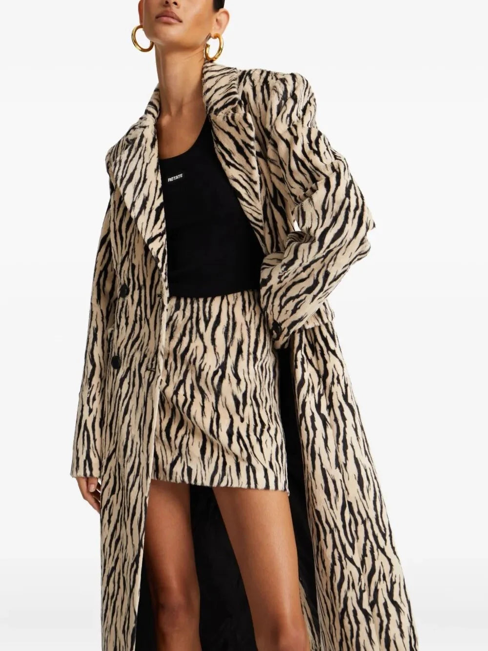 Rotate Women Printed Faux Fur Skirt