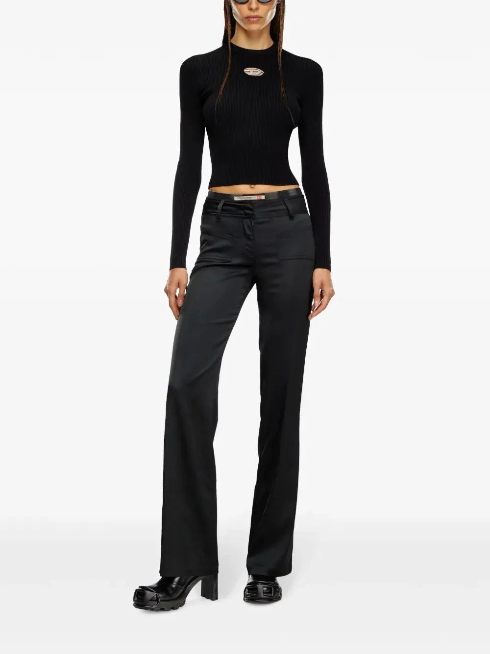 Diesel Women `M-Valari` Rib-Knit Viscose-Blend Top With `Oval D`