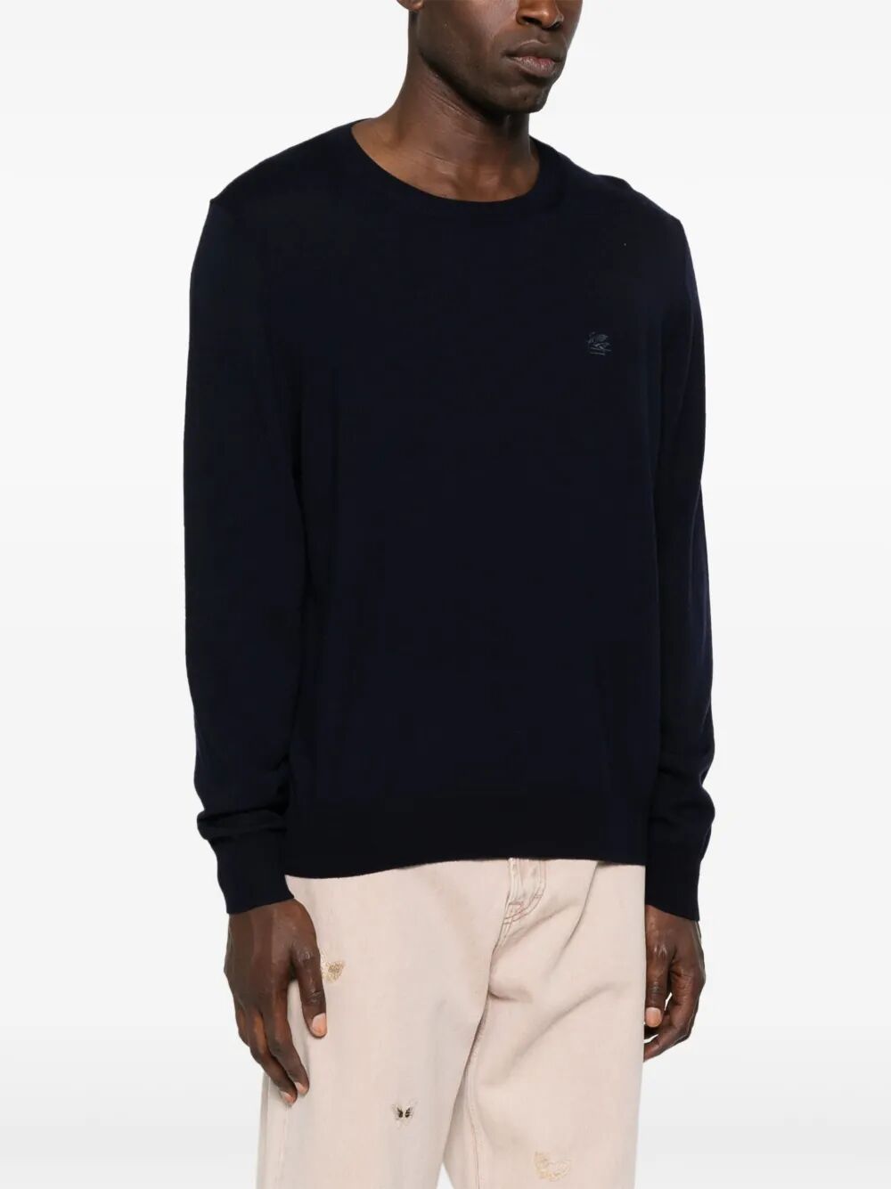 Etro Men Embroidered - Logo Wool Crew Neck Sweater - EZE Fashion®