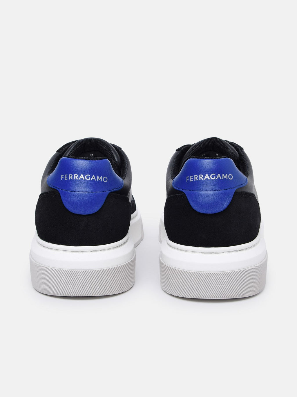 Ferragamo Men Cassina' Black Leather Blend Sneakers