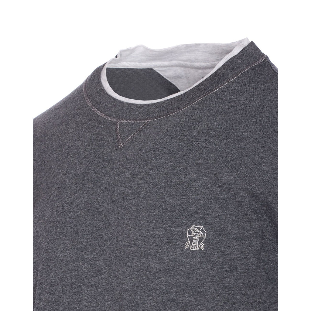 Brunello Cucinelli Men Faux Layering Logo T-Shirt