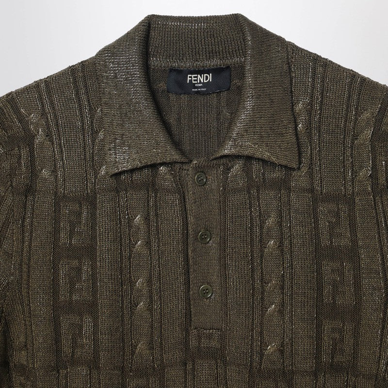 Fendi Dark Green Wool Polo Men - EZE Fashion®