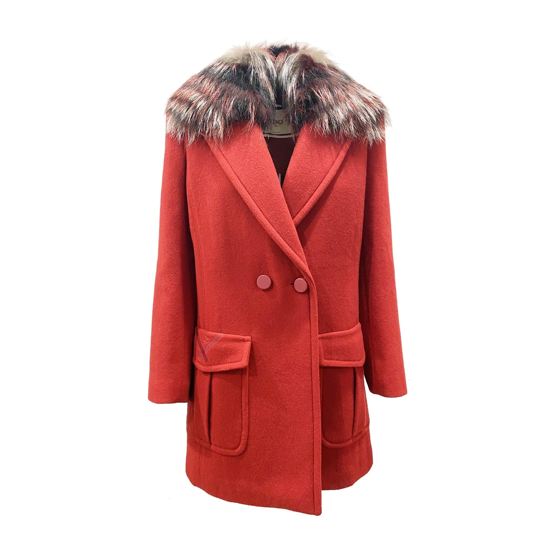 Fendi Fur Collar Wool Coat Women - EZE Fashion®