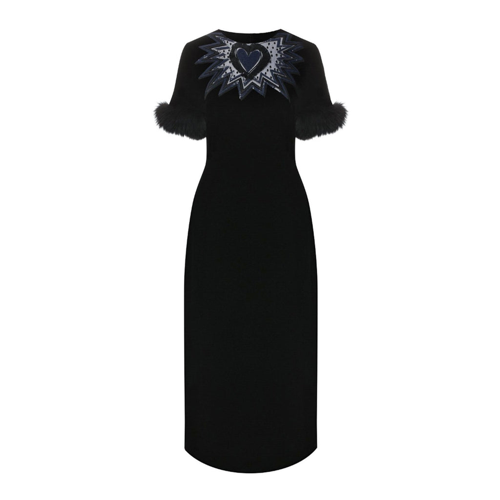 Fendi Fur Trim Velvet Midi Dress Women - EZE Fashion®