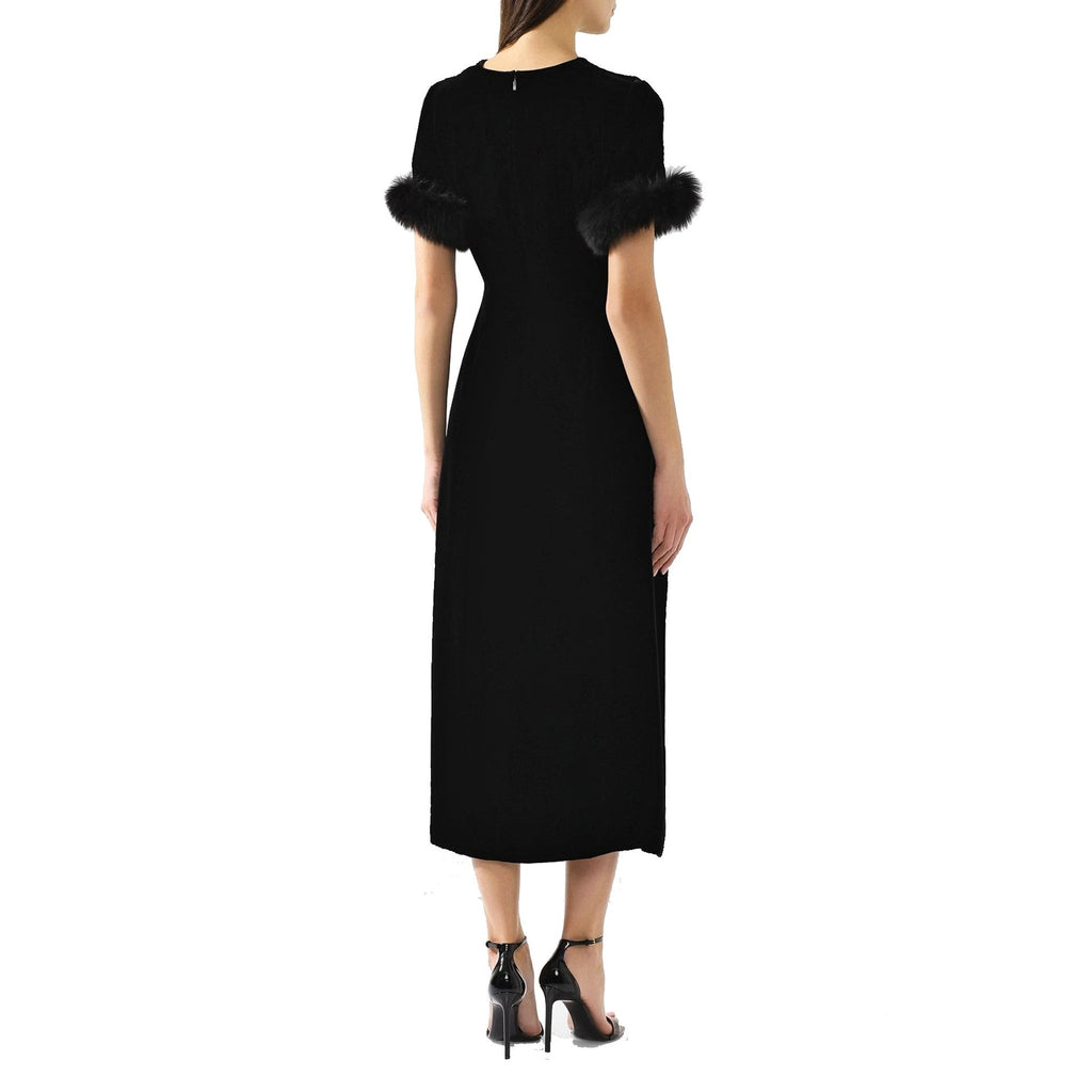 Fendi Fur Trim Velvet Midi Dress Women - EZE Fashion®