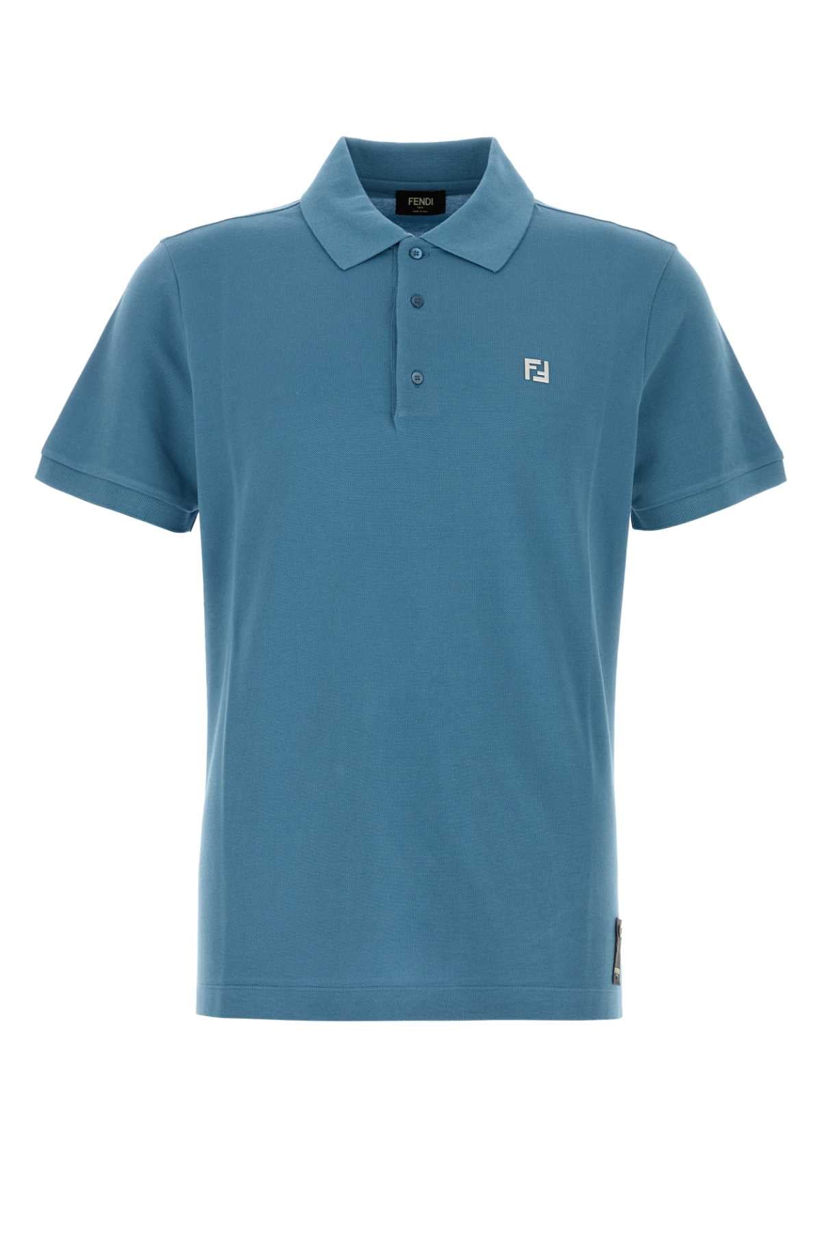 Fendi Men Air Force Blue Piquet Polo Shirt - EZE Fashion®