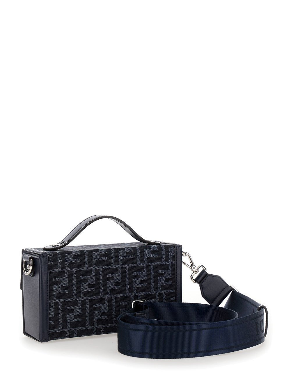 Fendi Men 'Baguette Soft Trunk' Blue Crossbody Bag In Ff Fabric Man - EZE Fashion®