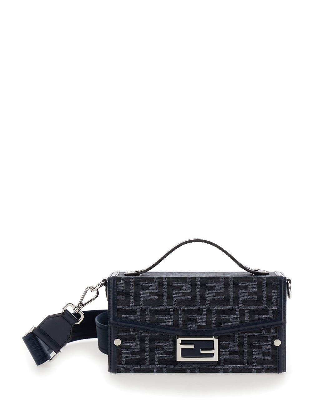 Fendi Men 'Baguette Soft Trunk' Blue Crossbody Bag In Ff Fabric Man - EZE Fashion®