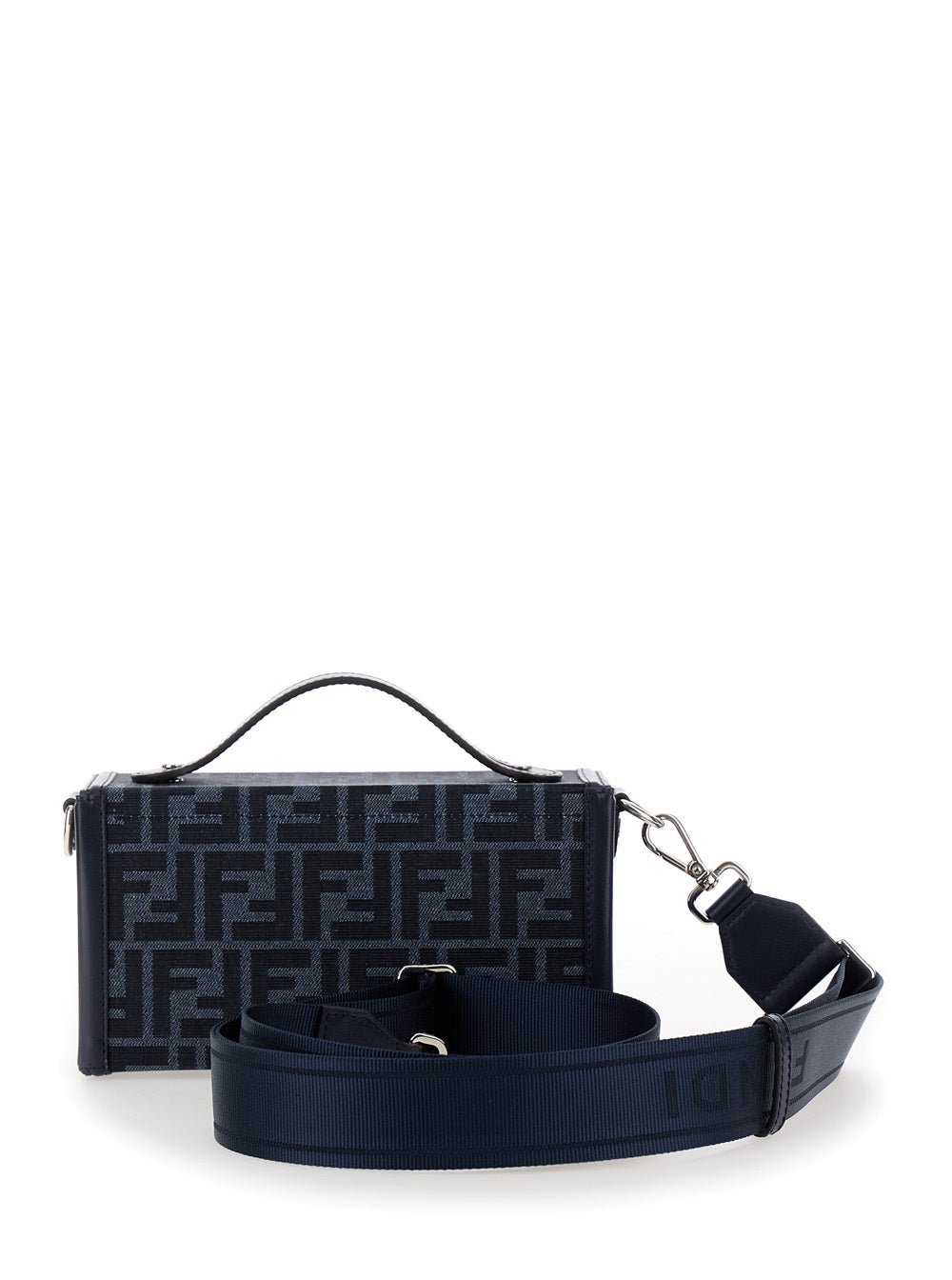 Fendi Men 'Baguette Soft Trunk' Blue Crossbody Bag In Ff Fabric Man - EZE Fashion®