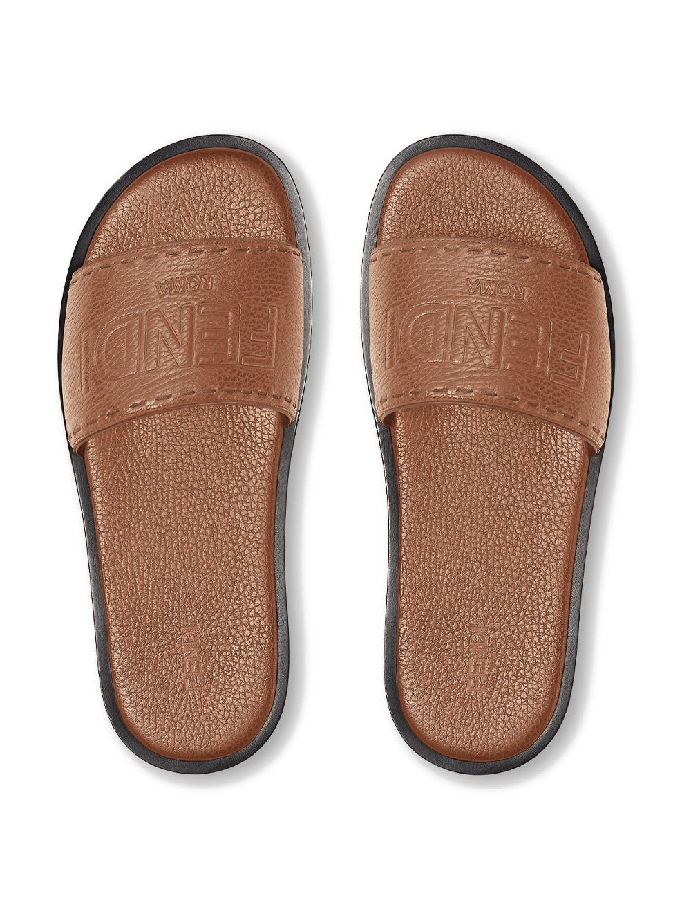 Fendi Men Fendi Roma Wide Band Leather Slides - EZE Fashion®