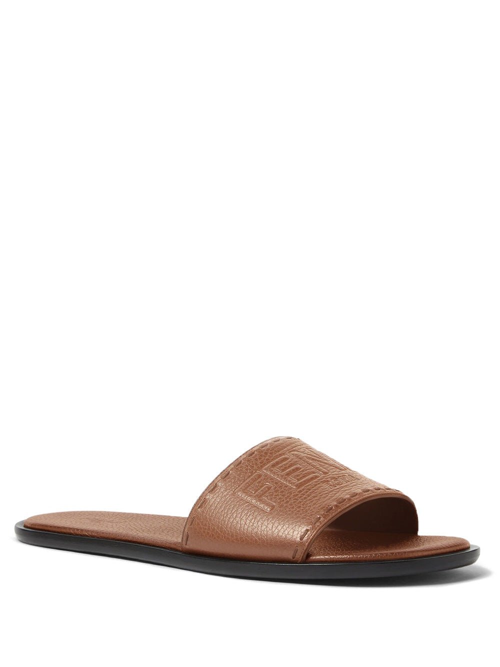Fendi Men Fendi Roma Wide Band Leather Slides - EZE Fashion®