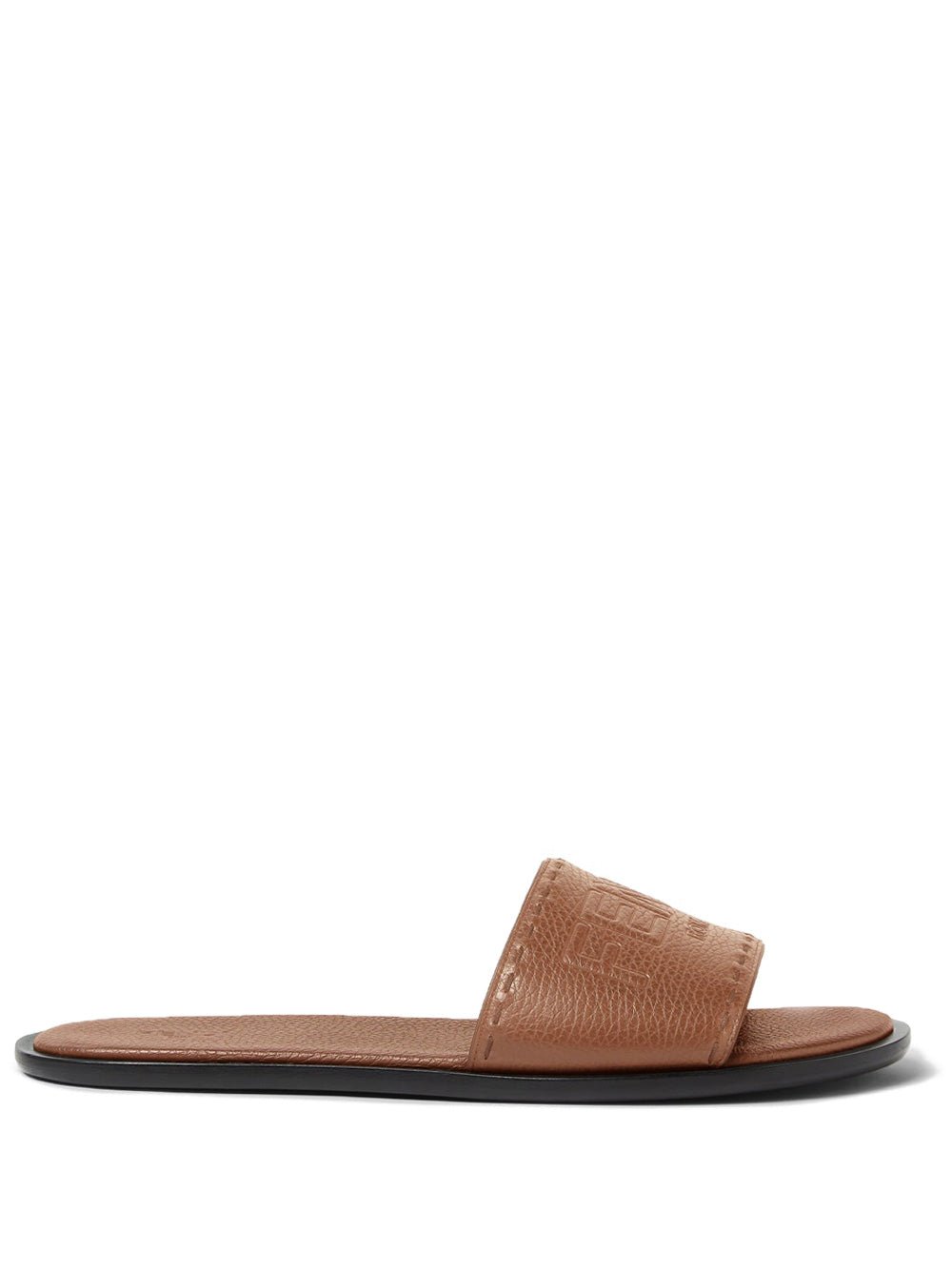 Fendi Men Fendi Roma Wide Band Leather Slides - EZE Fashion®