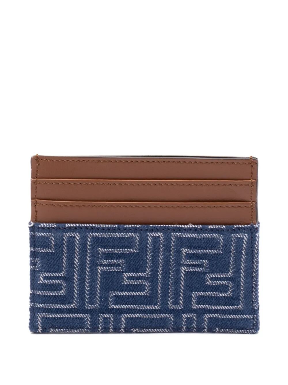 Fendi Men Leather And Denim - Effect Ff Jacquard Card Holder - EZE Fashion®