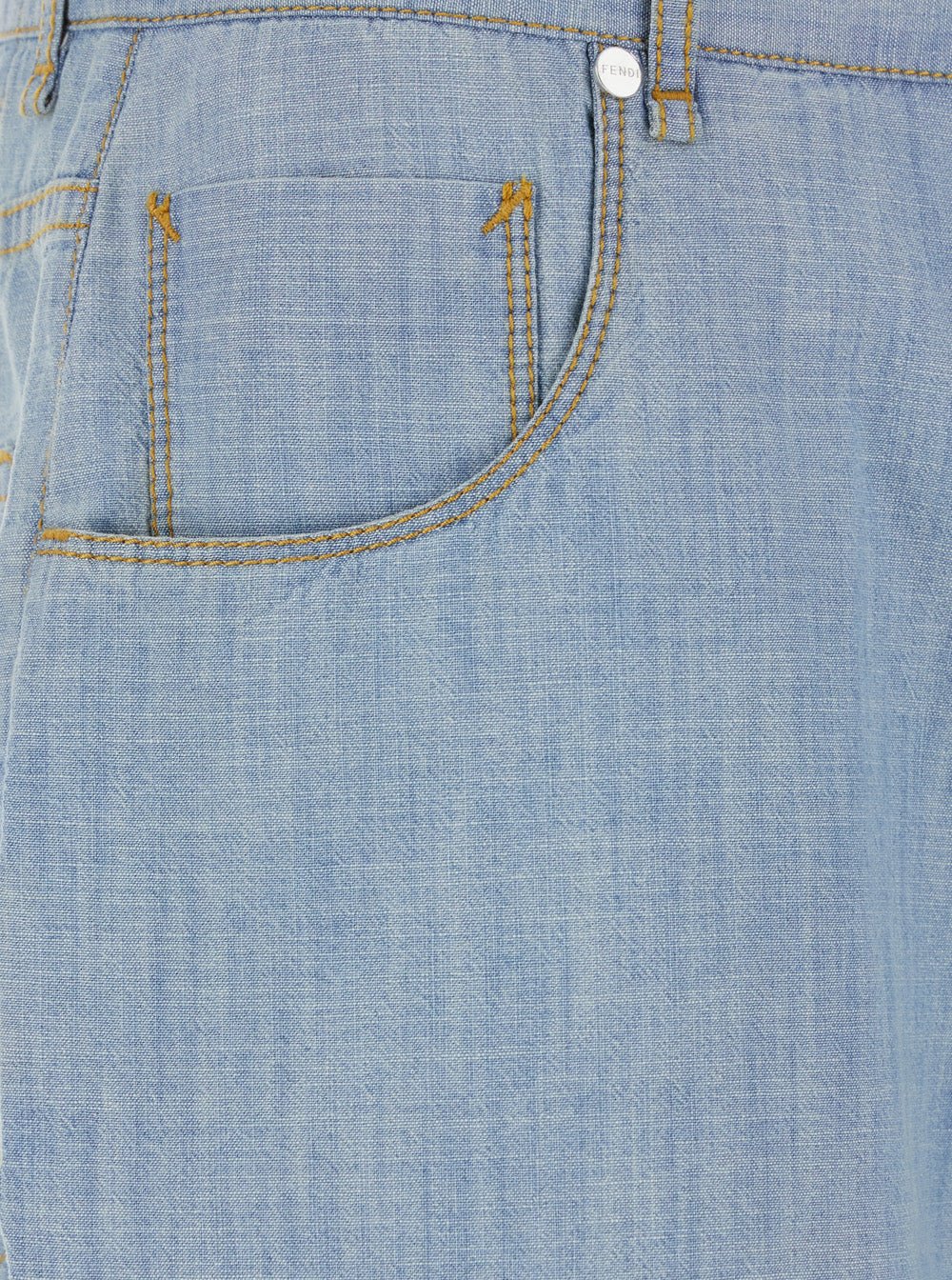 Fendi Men Light Blue Jeans With Belt Loops And Logo Patch On The Rear In Denim Man - EZE Fashion®