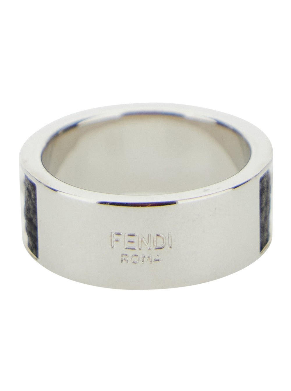 Fendi Men Silver - Colored Ring With Logo Lettering On The Side In Brass Man - EZE Fashion®